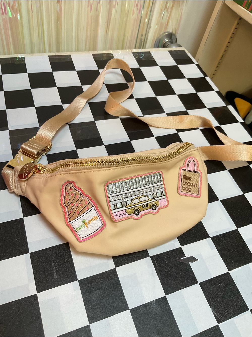 Stoney Clover Lane Peach Patch Embroidered Crossbody Waist Bag